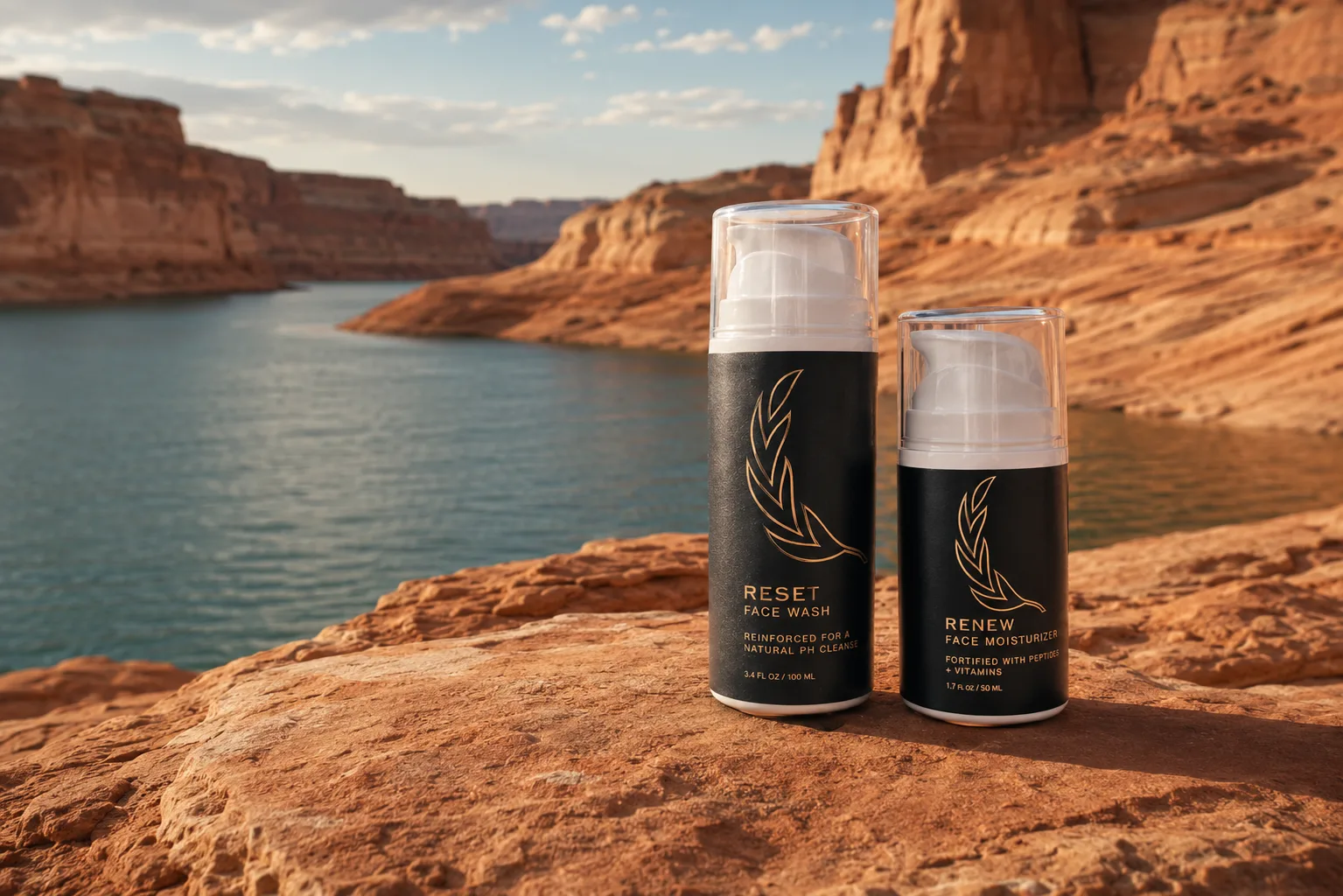 Reset and Renew beside canyon water