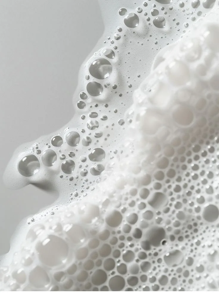 White foam bubbles macro