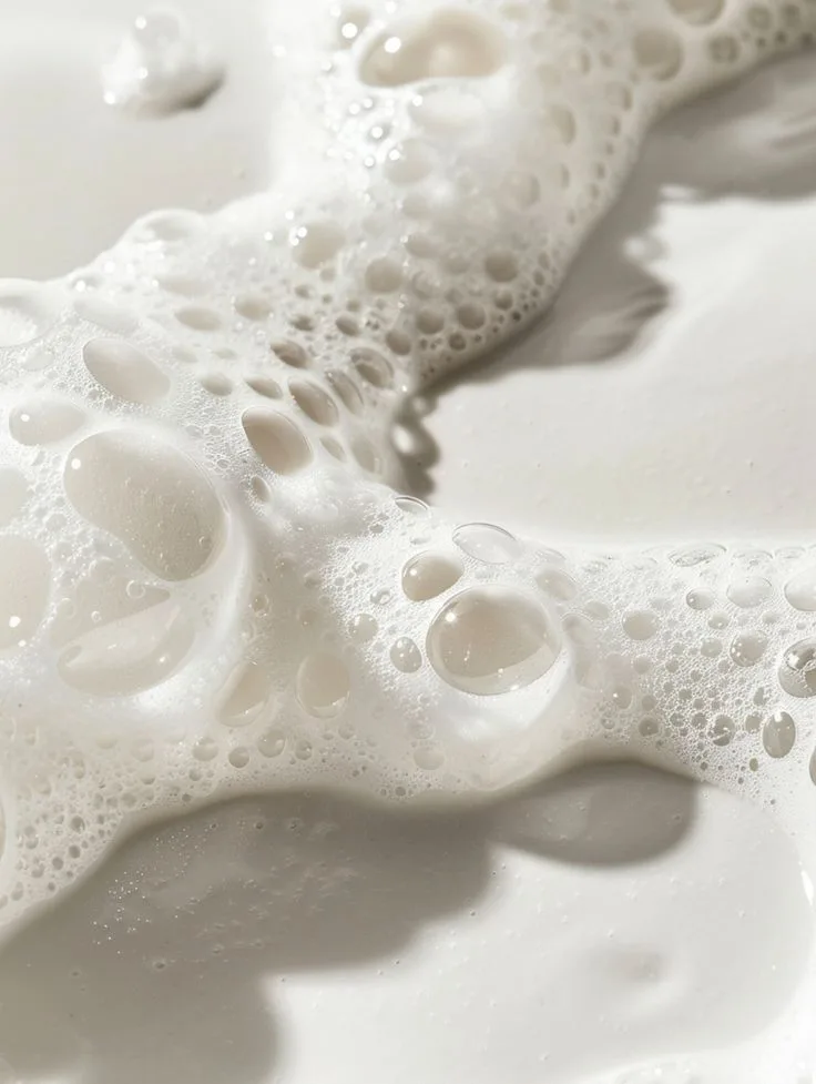 Warm cream foam macro